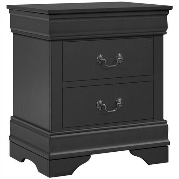 XiHuaZhaoChen Fully-Assembled Nightstand with Drawers, Classic 2-Drawer Nightstand Large Bedside Table with Storage, Wooden Painted Storage Cabinet for Bedroom,Rustic Gray