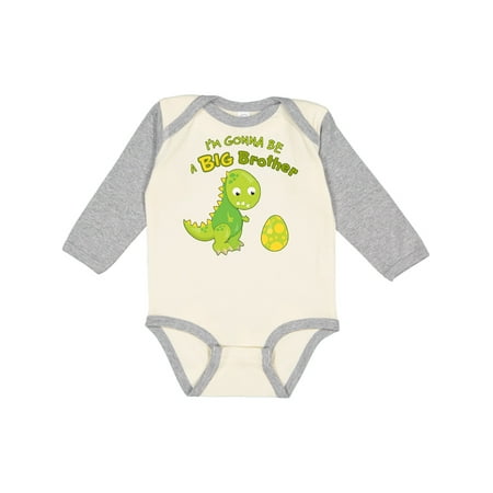 

Inktastic I m Gonna Be A Big Brother-dino Gift Baby Boy Long Sleeve Bodysuit