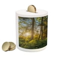thumbnail image 2 of Landscape Piggy Bank, National Park in Cape Breton Highlands Canada Forest Path Trees Tranquility Photo, Ceramic Coin Bank Money Box for Cash Saving, 3.6" X 3.2", Blue Green, by Ambesonne, 2 of 4