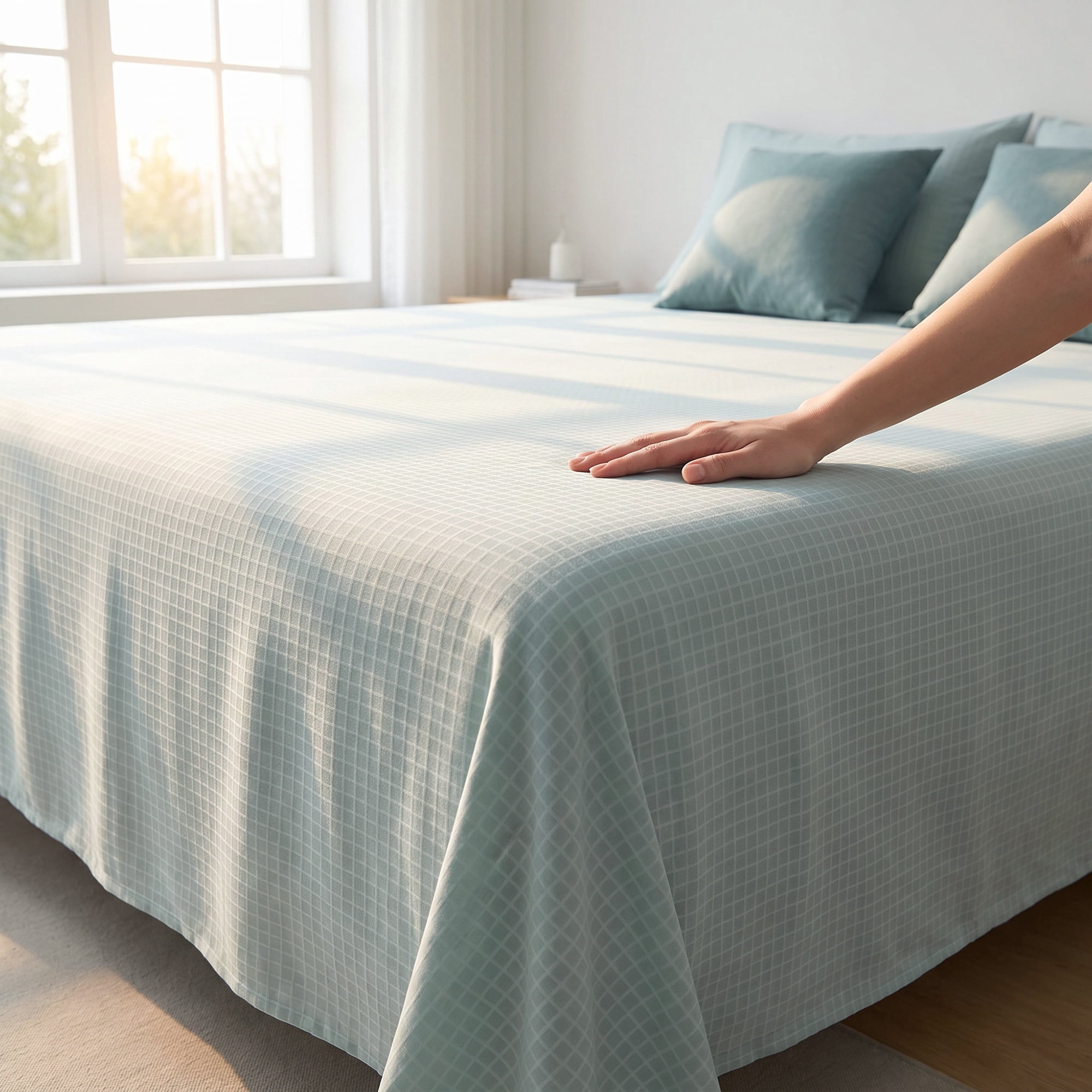 Unique Bargains Microfiber Gauze Bed Sheet Breathable Flat Sheet Light Blue 63"x91"
