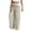 Beige-wide leg pants, variant on Hfnxid Cotton Linen Pants for Women Wide Leg Palazzo Pants Elastic Waisted Drawstring Trousers Color Block Baggy Trouser Khaki S