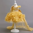thumbnail image 4 of Miluxas Girls Pageant Party Dress Ruffle Flower Kids Wedding Ball Gown Sequin formal Evening Princess Dresses Yellow 1-2Years, 4 of 9