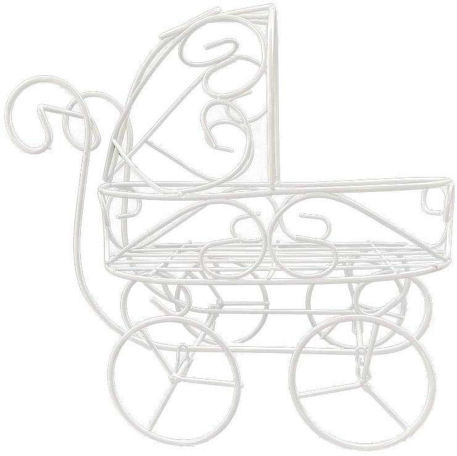 Crafts Central Baby Shower White Metal Carriage Stroller Centerpiece