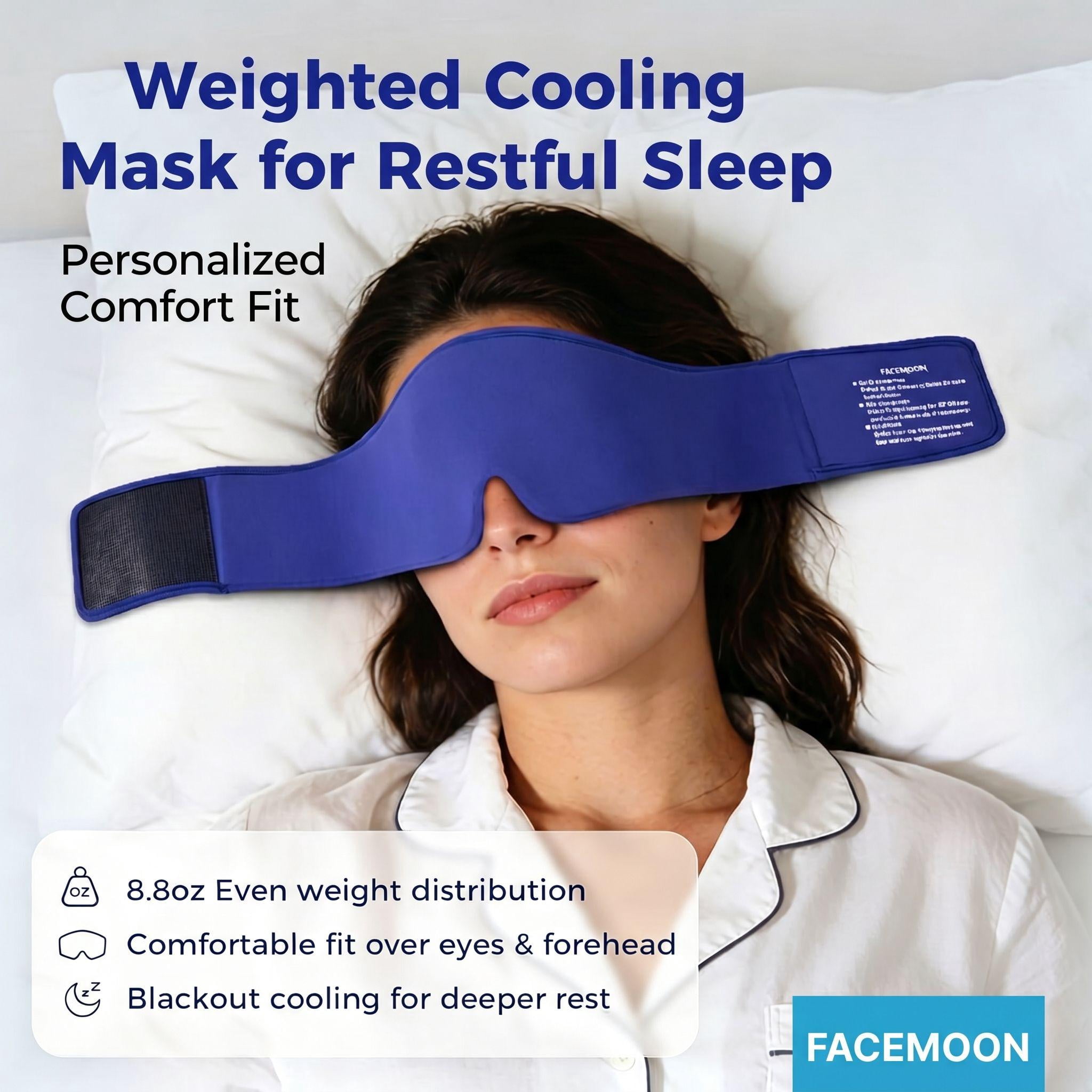 FACEMOON Reusable Cooling Gel Sleeping Eye Mask, Cold Compress for Puffy Eyes & Dark Circles, Flexible Ice Pack