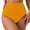 Yellow, variant on WHEANG Women High Waisted Bikini Bottoms Vintage Ruched Lightweight Swim Briefs Soft Stretch Tummy Control Retro Bathing Suit Bottoms for Beach Pool Summer Swimwear White S