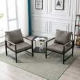 thumbnail image 3 of Modern PU Leather Accent Chair with Extra-Thick Padded Backrest and Seat Cushion,Armchairs Single Sofa with Durable Square Metal Frame,Gray, 3 of 8