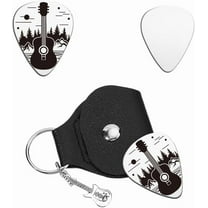 1pcs Guitar Picks Gifts Reflection Plectrum Set Stainless Steel Guitar Picks with PU Leather Case Art Music Gifts Plectrum Pick Accessories for Music Lovers Birthday DIY