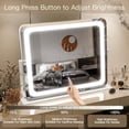 thumbnail image 4 of Vanity Mirror with Lights 22''x19'' Makeup Mirror with Lights,Vanity Mirror Touch Screen with 3-Color Lighting,Dimmable,for Vanity Desk Tabletop- White, 4 of 14