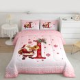 thumbnail image 3 of Manfei Red Initial I Letter Full Size Comforter Sets, Kawaii Cartoon Santa Claus Bedding Comforter Set, Merry Christmas Reversible Bedding Sets, Luxury Bedroom Decor, 3 Pieces, 3 of 9