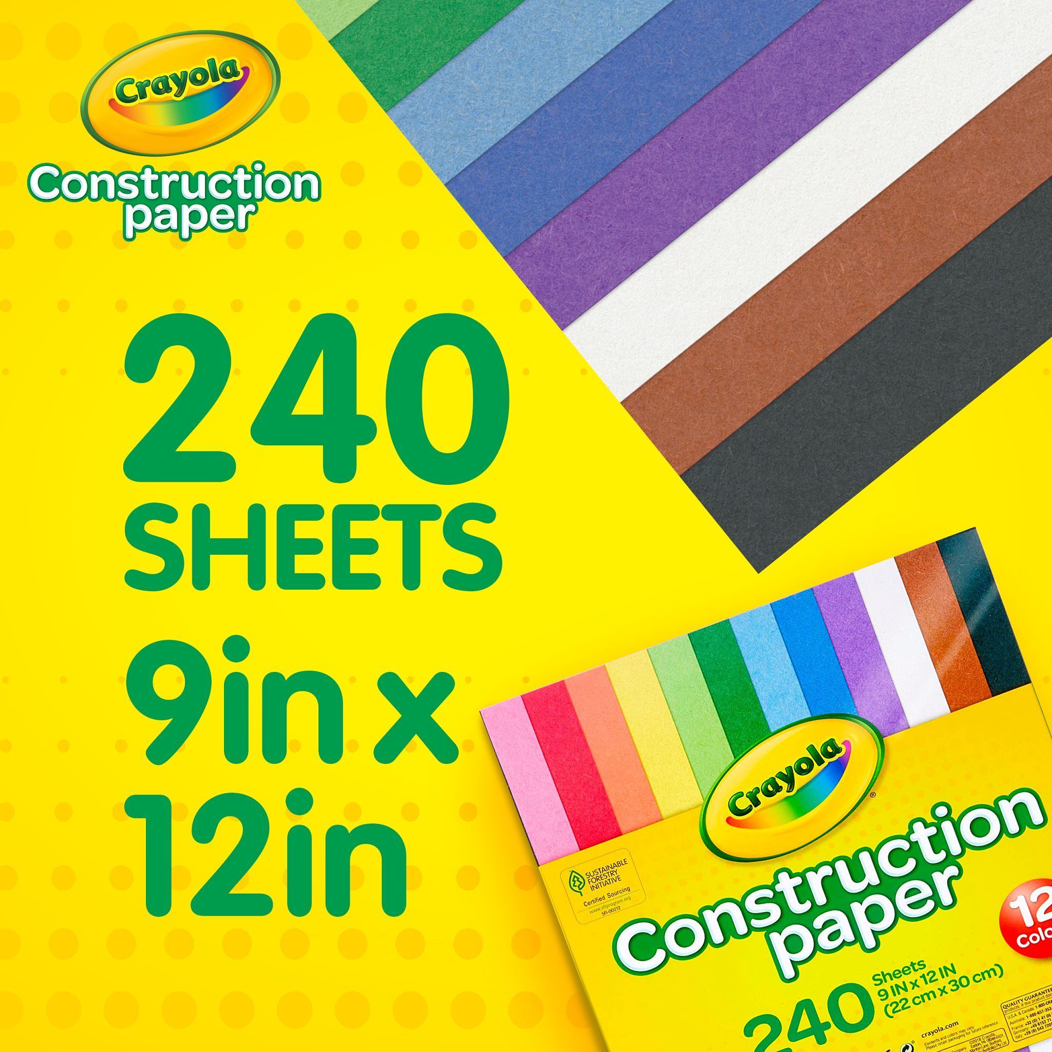 Crayola Construction Paper in 10 Assorted Colors, School Supplies, Beginner Child, 240 Sheets - image 3 of 8