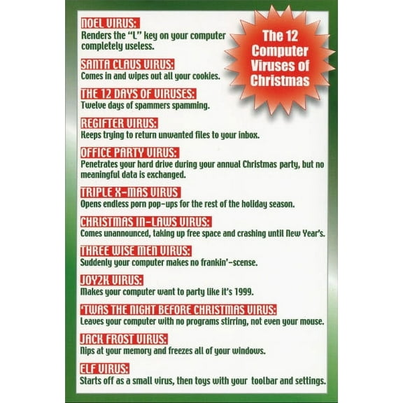 Nobleworks Christmas Virus Funny / Humorous Christmas Card (1 card/1 envelope)