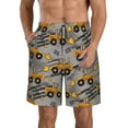 thumbnail image 2 of Uemuo Retro Excavator Pattern Men's Swim Trunks Hawaiian Beach Bathing Suit Swimsuits Beach Quick-Dry Shorts with Pockets-XX-Large, 2 of 9