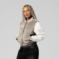 thumbnail image 2 of Women's Mitchell & Ness  Tan Detroit Lions Full-Snap Varsity Jacket, 2 of 7