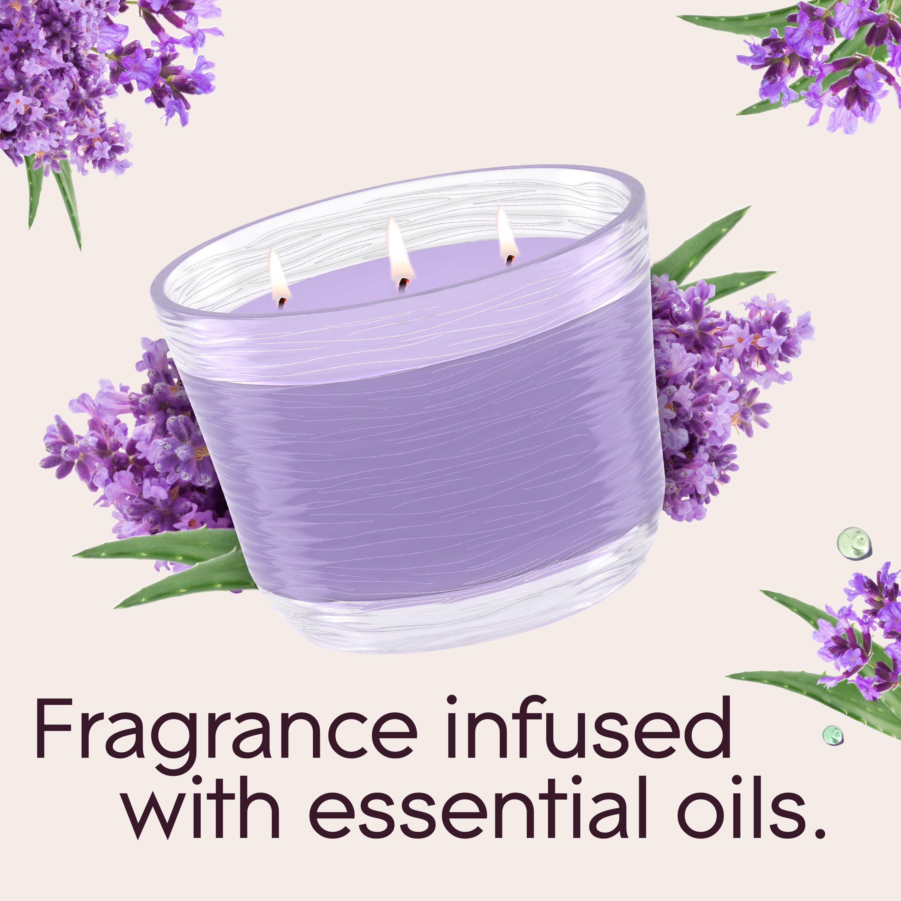 Glade 3-Wick Candles, Tranquil Lavender & Aloe, 6.8 oz, 3 Count