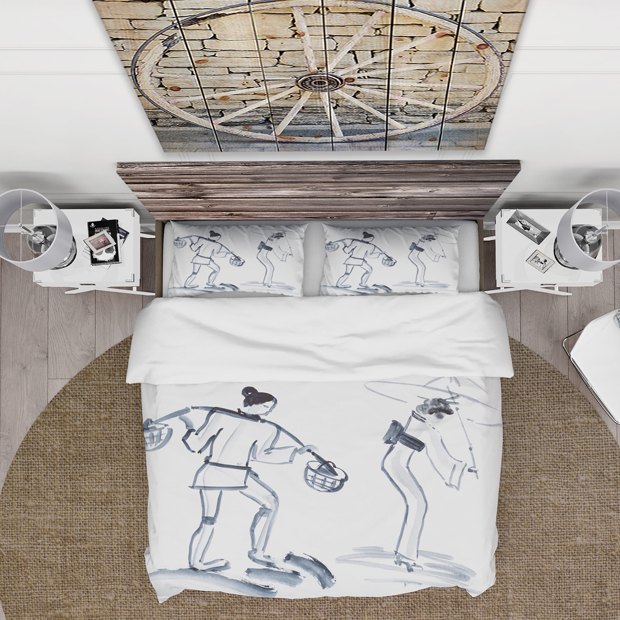 Designart 'Japanese woman with umbrella' Glamour Duvet Cover Set