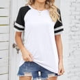 thumbnail image 2 of BiZtdJrK Athletic Tops for Women Striped Raglan Sleeve Crew Neck T Shirts Lightweight Stretch Workout T Shirt Loose Fit Summer Casual Tees White L, 2 of 7