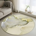 thumbnail image 2 of Marble Yellow Large Area Rugs for Bedroom Living Room, Soft Non Slip Carpet Bedside Rug, Modern Abstract Ink Painting Luxury Round Floor Cover Kitchen Accent Rug 3' for Dining Room/Office, 2 of 9