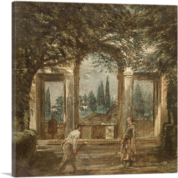 ARTCANVAS View Gardens At Villa Medici Rome With Statue Ariadne 1630 Canvas Art Print by Diego Velazquez - Size: 12" x 12" (0.75" Deep)