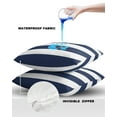 thumbnail image 4 of Pack of 2 Outdoor Pillow Covers, Navy Blue and White Horizontal Stripes Pattern Waterproof Square Throw Pillowcase Cushion Decorative Pillow Covers for Couch Patio Tent, 24x24 in, 4 of 6