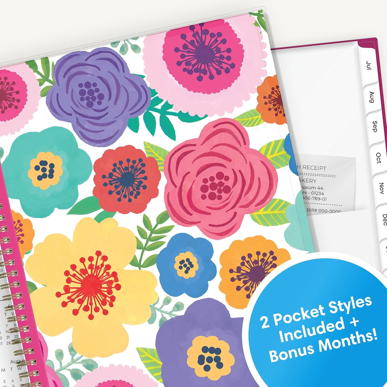 2025-2026 Weekly and Monthly Academic Year Planner Calendar, July 2025 - June 2026, 8.5" x 11", Flexible Cover, Wirebound, Storage Pocket, Laminated Tabs, Mahalo