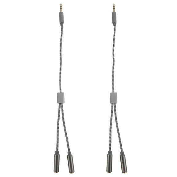 2 Pcs Headsets Headphone Splitter Cable Separate Connector Adapter Audio Line Earphone