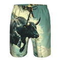thumbnail image 3 of Pofeuu Bull Charging Through Waves Prin Men's Swim Trunks Quick Dry Bathing Suit Swimming Board Shorts Mesh Lining Beach Swimwear-Small, 3 of 6