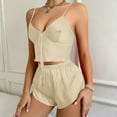 thumbnail image 2 of Lixiuxyad Women Petite Pajamas Set Ladies Pajama Suit 2 Piece Set Sling Solid Color Sling Pajama Thin Style Shorts Home To Create Comfortable Pajamas, 2 of 6