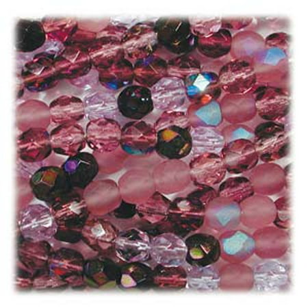 10 Mm Faceted Glass - Lilac Mix 48 Czech 10mm Faceted Round Firepolished Glass, Loose Beads,