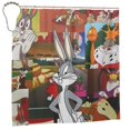thumbnail image 2 of Cortina de ducha de tela de poliéster impermeable Bugs Bunny, decoración de baño, kit de cortina de ducha con ganchos, 72 x 72 pulgadas, 2 of 8