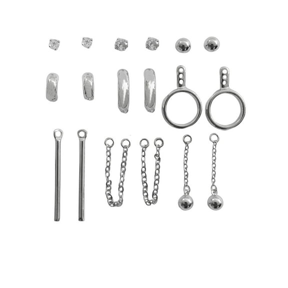 Time And Tru Women's Mix And Match Earring Set in Gold Plated Zinc Alloy