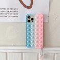 thumbnail image 5 of Funda de silicona Macaron compatible con iPhone X/XS, funda sensorial con burbujas de arcoíris y oso de dibujos animados con un bonito gancho para niñas y adolescentes (Macaron azul y rosa), 5 of 5
