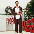thumbnail image 4 of Xcmzpl Family Christmas Matching Set Color Block Fleece Zip up Hooded Onesie Loungewear Cozy Warm Thermal Sleepwear for Men S-2XL, 4 of 5