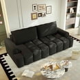 thumbnail image 5 of FFH 90.2" Pull Out Sofa Bed with Storage, 3-in-1 Convertible Sleeper Sofa King Size, Modern 4-Seater Teddy Couch for Living Room, Black, 5 of 16