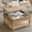 Natural Wood, variant on Demi Bonn 31.5 Inch Square Fluted Lift - Top Coffee Table, Hidden & Open Storage, Hydraulic Raising, Retro Solid Wood Legs, Living Room Sofa, Walnut Brown