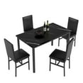 thumbnail image 4 of Grondin Modern Contemporary 5 Pieces Dining Table Set with Faux Marble Top and 4 PU Leather Upholstered Chairs Black, 4 of 5