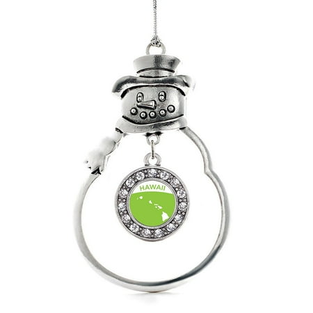- Hawaii Outline Circle Snowman Holiday Ornament