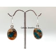 thumbnail image 4 of Pure 925 Sterling Silver Dangle Drop Earrings For Women, Oval Oyster Copper Turquoise Natural Healing Gemstone Unique Handcrafted Jewelry, 4 of 4