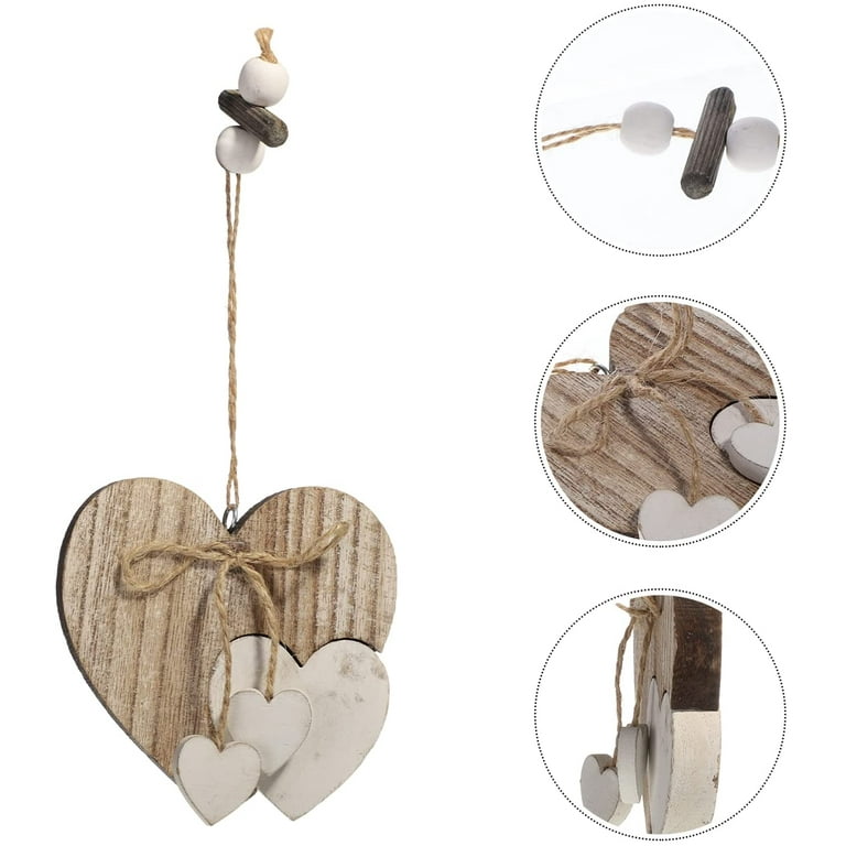 Sun&Beam Heart-shaped Wooden Decorative Hanging Handmade Hearts Ornaments  for Wedding Party Valentine Christmas Home Decoration Car Décor (Customize