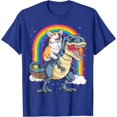 thumbnail image 3 of Camiseta con diseño de unicornio Corgi montando dinosaurio T Rex, bonita camiseta para niños, niñas, regalo de arcoíris, camiseta gráfica de galaxia espacial Corgicorn, camisetas estéticas, 3 of 5