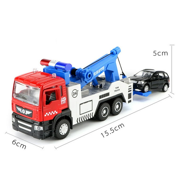 Tow Truck Toy with Hooks and Car for Kids Boys Girls Friction Powered Truck Toy with Sound and Lights