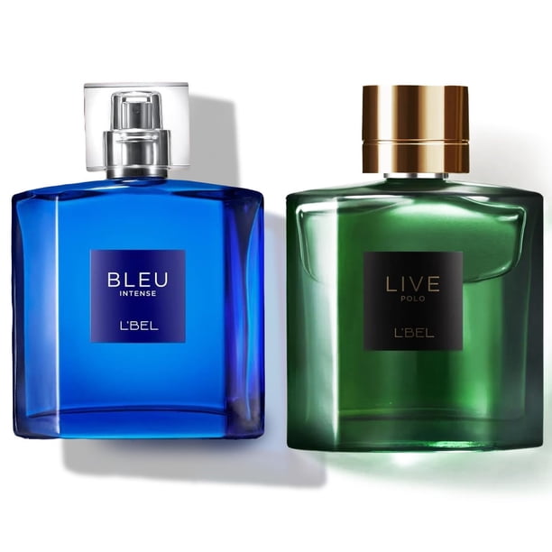 L'BEL - Pack Perfume, Bleu Intense 100 ml + Bleu Live Polo 100 ml, Perfumes para Hombres, Frescos y de Larga Duración, Familia Herbal Aromática, Perfumes Masculinos con Energ&