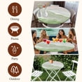 thumbnail image 7 of Sage Green Coastal Wave Round Tablecloth, Fitted Table Cover with Elastic for 45"-54" Round Tables, Summer Modern Ocean Beach Table Cloth Outdoor Indoor Dinning Party Waterproof Tablecloths, 7 of 7