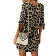 thumbnail image 5 of Celmia Womens Dresses Half Sleeve Leopard Printed Mini Dress, 5 of 6