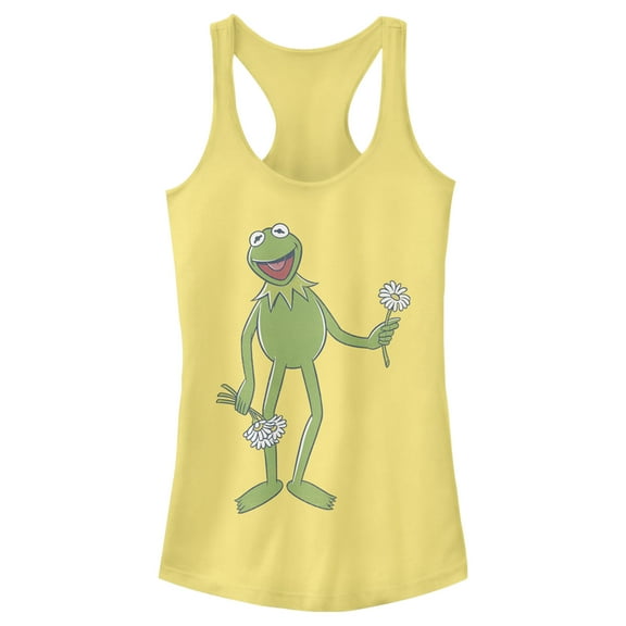 Junior's The Muppets Flower Power  Racerback Tank Top Banana Large