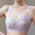 thumbnail image 3 of Savings Full Coverage No Underwire Bras for Women Fashion Floral Lace Wider Straps Push Up Soft Wireless Comfort Bra (XL, Purple), Summer July Deals, 3 of 5