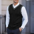 thumbnail image 4 of Men's Polyester Sweater Vest Sleeveless V Neck Fitted Knitted Twist Pattern Pullover Tanks Top for Casual and Formal, 4 of 9