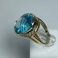 thumbnail image 4 of Blue Topaz 14kt yellow gold ring with 16x12MM Oval Fantasy Cut 11ct Topaz and .15pts Diamond, 4 of 4
