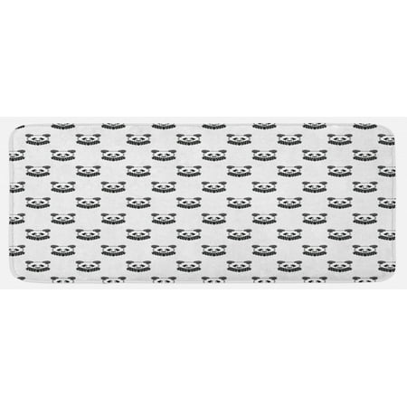 

Tattoo Kitchen Mat Panda Bear Portraits Mascots Pattern for in Black and White Plush Decorative Kitchen Mat with Non Slip Backing 47 X 19 Black White by Ambesonne