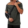 thumbnail image 2 of OIOLOYJM Men's Post Shoulder Surgery Shirt Casual Short Sleeve Adaptive Clothing with Side Snaps Comfy Loose Fit Top for Rotator Cuff Recovery Dark Gray XL, 2 of 5