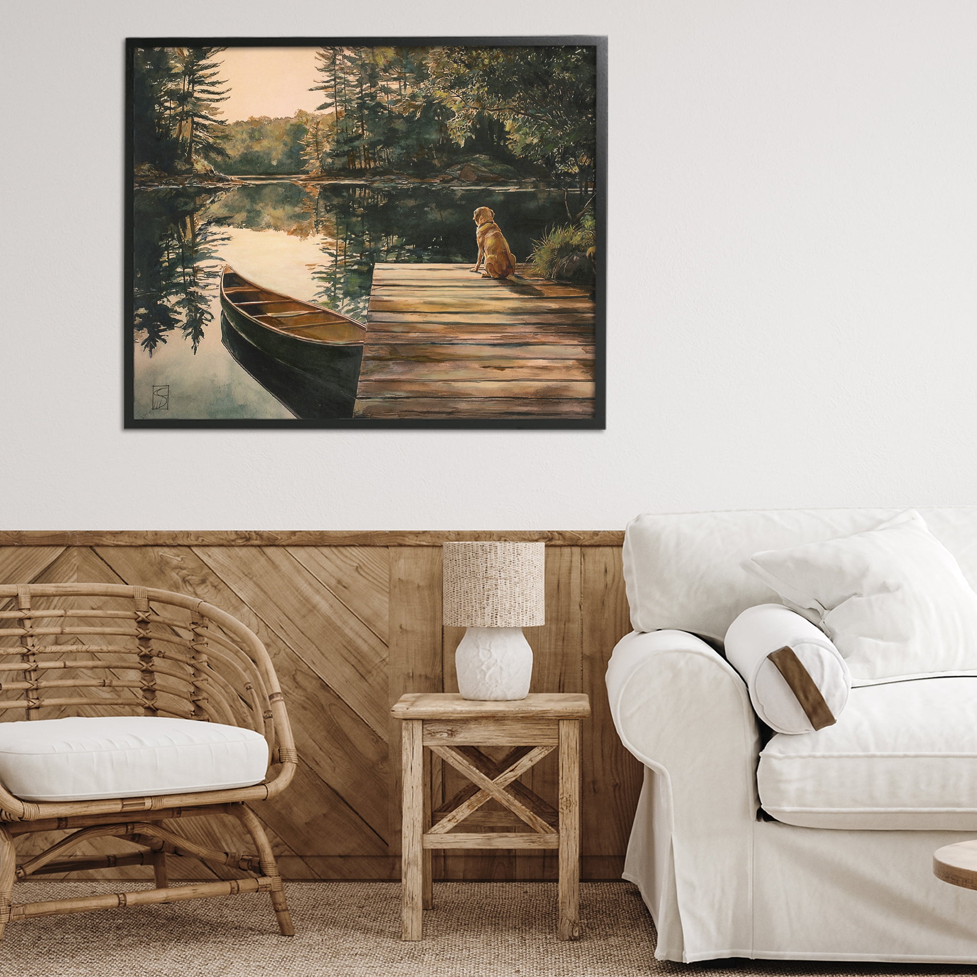 Lake Life at Sunset Black Framed Giclee Art, design by Sara Culpepper